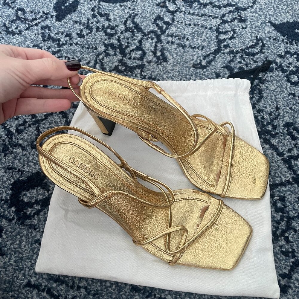 Sandro embossed leather sandals 38